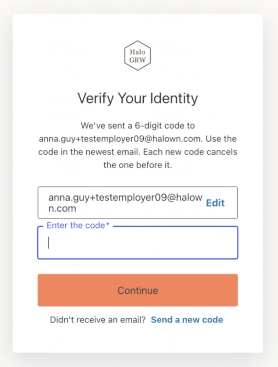 Enter the verification code sent to your email address.